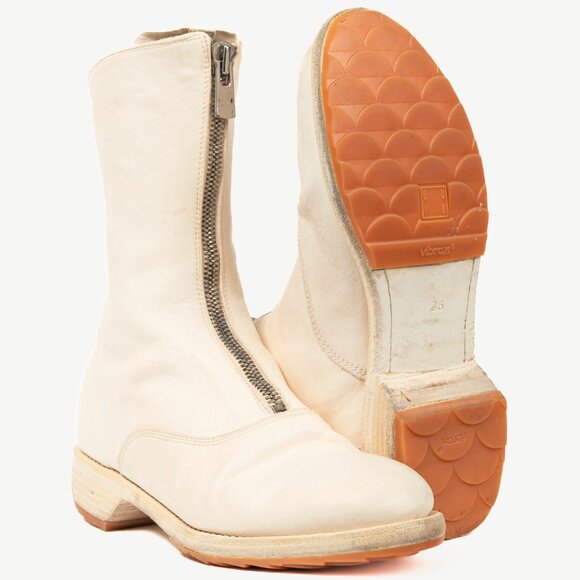 Guidi 310 White Front-Zip Calf-Length Army Boots - Picture 4 of 9